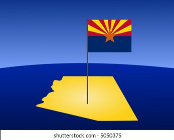 mapa de Arizona y su bandera en la ilustración de polo