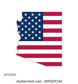 Mapa de Arizona con la plantilla de diseño de ilustraciones vectoriales de la bandera de los Estados Unidos.