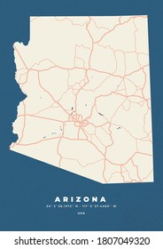 Map of Arizona Vector Poster