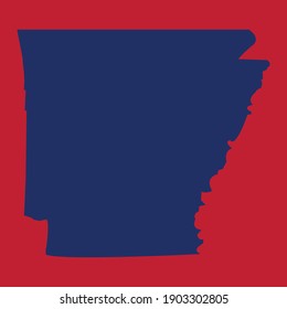 Map of Arkansas, blue abstract outline of Arkansas map, Arkansas, state of USA, blue outline map of country area. Simple flat vector illustration. Blank vector of the Us State, Vector illustration EPS