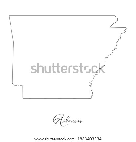 Map of Arkansas. Border of  Arkansas and handwritten name of the state. Minimalist map. This vector map is appropriate for digital editing and prints of all sizes.