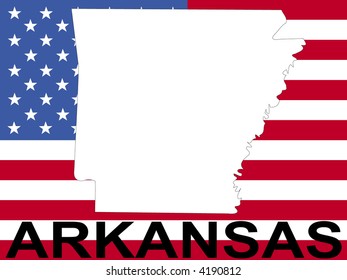 map of Arkansas on American flag illustration