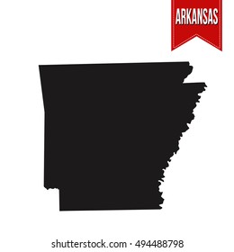 Map of Arkansas on white background, vector illustration