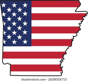 Mapa de ArkansasState Design com a bandeira dos EUA