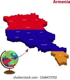 Map of Armenia, Armenia 3d Flag Map and Vector . Armenia flag map