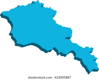 A map of Armenia 3D on white background