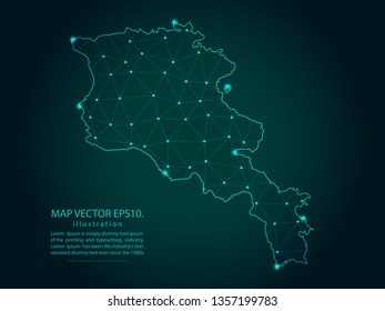 Map of armenia - Abstract mash line and point scales on dark gradient background. Wire Frame 3D mesh polygonal network line, design sphere, dot and structure. Vector illustration eps 10.