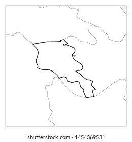 Map of Armenia black thick outline highlighted with neighbor countries.