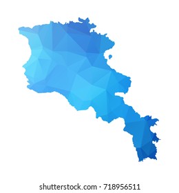 Map of Armenia - Blue Geometric Rumpled Triangular , Polygonal Design For Your . Vector illustration eps 10.