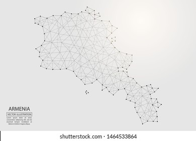 A map of Armenia consisting of 3D triangles, lines, points, and connections. Vector illustration of the EPS 10.