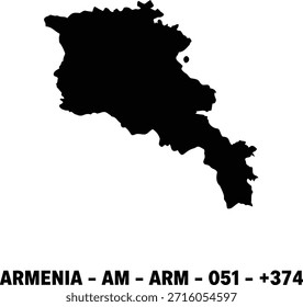 Mapa de Armenia con el código del país