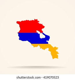 Map of Armenia in Armenia flag colors

