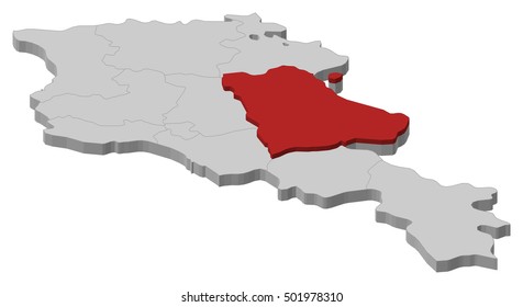 Map - Armenia, Gegharkunik - 3D-Illustration