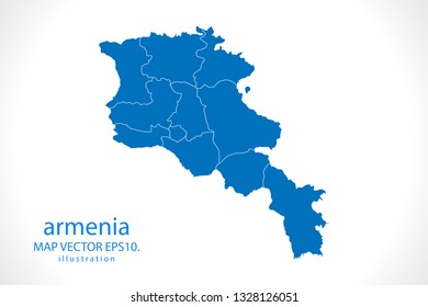 Map of Armenia - High detailed blue map on white background. Abstract design vector illustration 