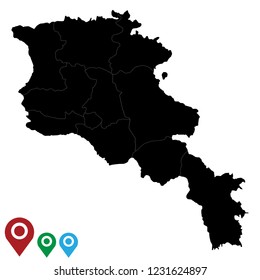 Map of Armenia, High Detailed  Map of Armenia isolated on white background.Vector illustration eps 10