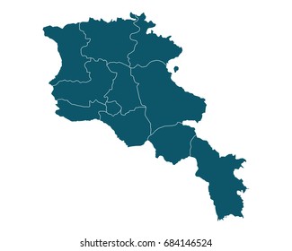 Map of Armenia - High detailed on white background. Abstract design vector illustration eps 10.
