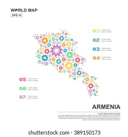 Map Of Armenia Infographic design template with gear chain