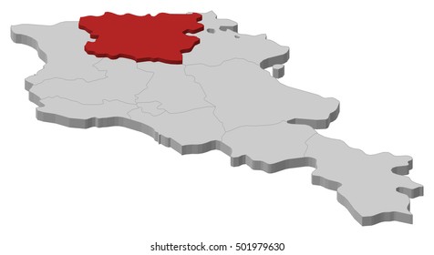 Map - Armenia, Lori - 3D-Illustration