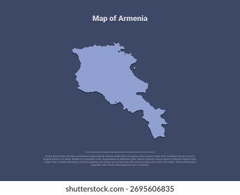 Mapa da Armênia, minimalista vetor silhueta em azul suave sobre fundo escuro