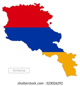 Map of Armenia with an official flag. Asia. Illustration on white background
