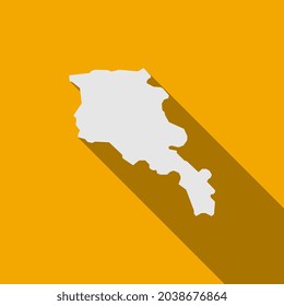 Map of Armenia on yellow Background with long shadow