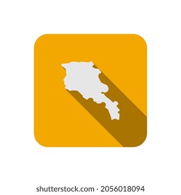 Map of Armenia on yellow square with long shadow