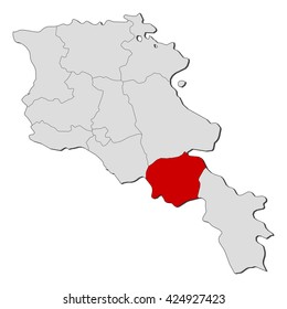 Map - Armenia, Vayots Dzor