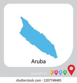 Map of aruba abstract corlor blue on white background frame.vector illustration eps 10.