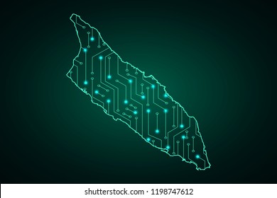 Map of Aruba, network line, design sphere, dot and structure on dark background with Map Aruba, Circuit board. Vector illustration. Eps 10
