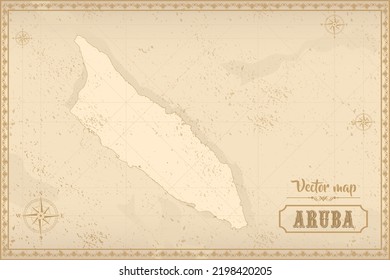 Map of Aruba in the old style, brown graphics in retro fantasy style