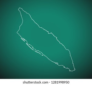 Map of Aruba,Green map on dark background. Vector illustration eps 10.