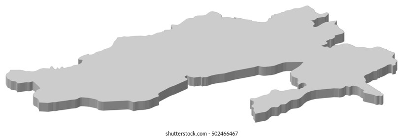 Mapa - Arunachal Pradesh (India) - Ilustración 3D