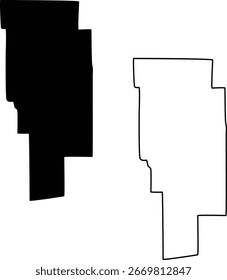 Mapa de Ashland County Ohio EE.UU. Silueta plana y diseño de contorno
