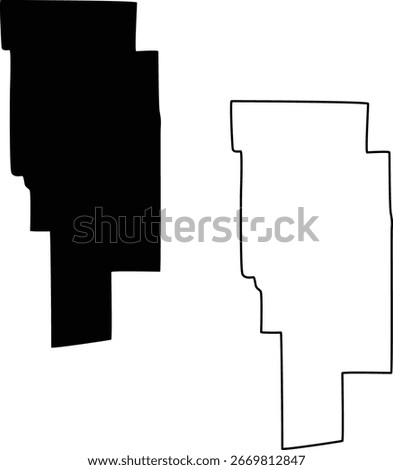 Map of Ashland County Ohio USA Silhouette Flat and Outline Design