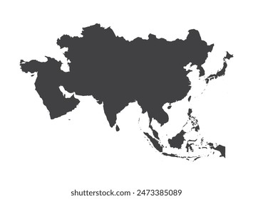 map of asia black silhouette vector illustration