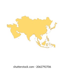 Map of Asia color line element. Border of the country. UI UX GUI design element. Editable stroke.