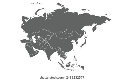 Map of asia countries isolated on white background. for website layouts, background, education, precise, customizable, Travel worldwide, map silhouette backdrop, earth geography, political, reports.