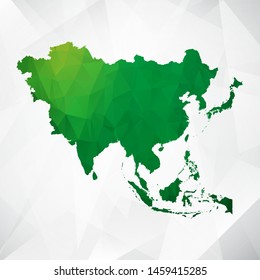 Map of Asia - Green Geometric Rumpled Triangular , Polygonal Design For Your . Vector illustration eps 10