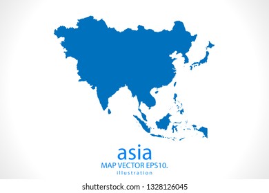 Map of Asia- High detailed blue map on white background. Abstract design vector illustration 