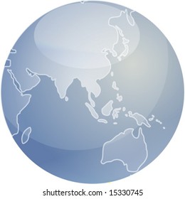 Karte Asiens auf glänzender Sphäre