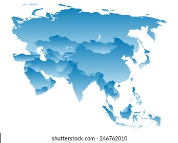 map Asia on a white background.