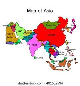 Map Asia On White Background Stock Vector (Royalty Free) 401632534 ...