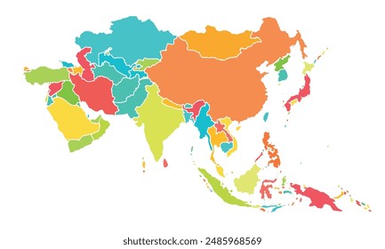 Map of Asia Pacific isolated on white background.modern colorful style. for website layouts, background, education, precise, customizable, Travel worldwide, map silhouette backdrop,earth geography.
