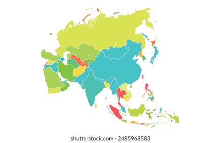 Map of Asia Pacific isolated on white background.modern colorful style. for website layouts, background, education, precise, customizable, Travel worldwide, map silhouette backdrop,earth geography.