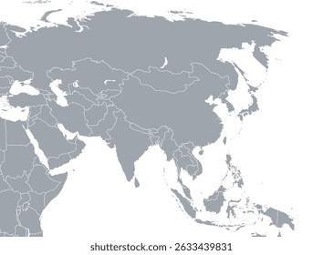 Map of Asia with political divisions, for infographics on white background 