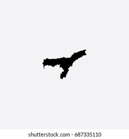 Map of Assam - India Vector Illustration Silhouette Design