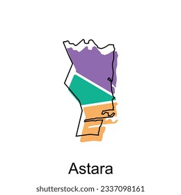 Map of Astara illustration design template, geometric shapes and lines style isolated on white background