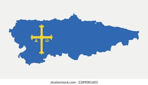 Map of Asturias - Spain country flag outline silhouette graphic element Illustration template design
