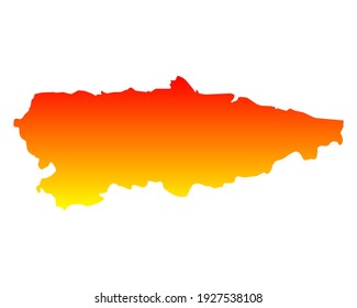 Map of Asturias as vector illustration