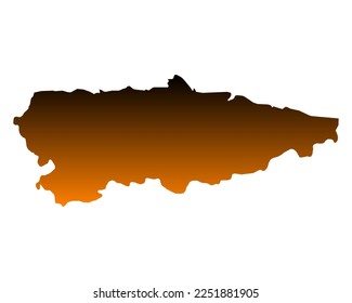 Mapa de Asturias como ilustración vectorial